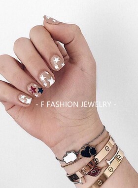 美国黑色手链百搭小吊坠