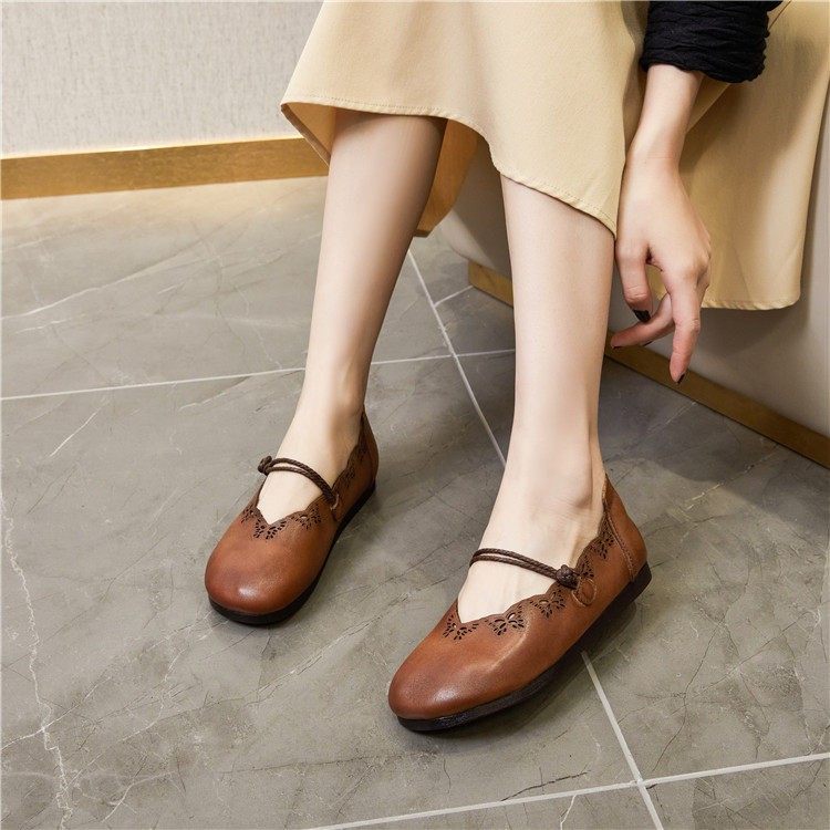 302复古风真皮玛丽珍鞋女平跟刺绣单鞋休闲防滑手工皮鞋,女鞋,深口单鞋,淘宝优惠券,粉丝福利购,淘宝优惠卷