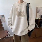 重磅麂皮绒小猫烧花圆领秋季情侣卫衣W635/P48控68，男装卫衣，电商C413