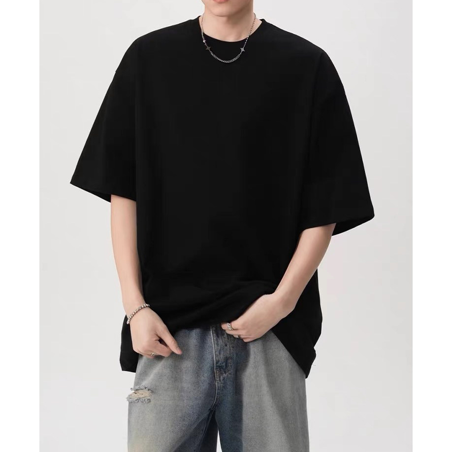 单件包装220克纯棉黑色休闲短袖T恤DT2200/特批11，男装T恤，电商C413