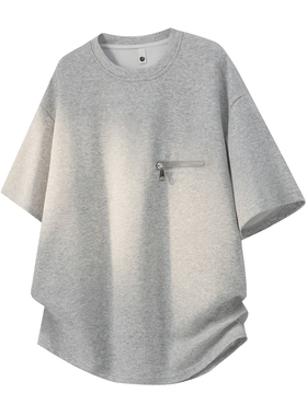 夏季拉链浅灰色短袖T恤 DT2604/P20