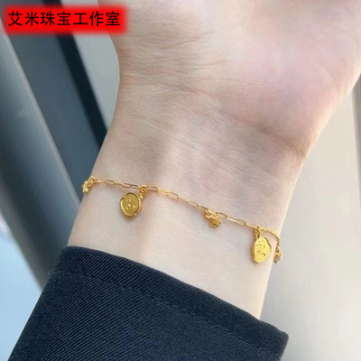 周大福女999足金三合手链黄金