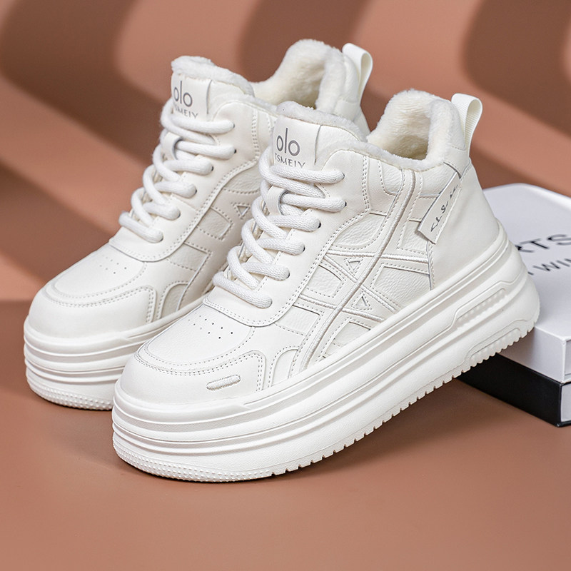 真皮大码女鞋41-43厚底增高运动休闲鞋秋冬季加绒保暖高帮小白鞋,女鞋,时尚休闲鞋,淘宝优惠券,粉丝福利购,淘宝优惠卷
