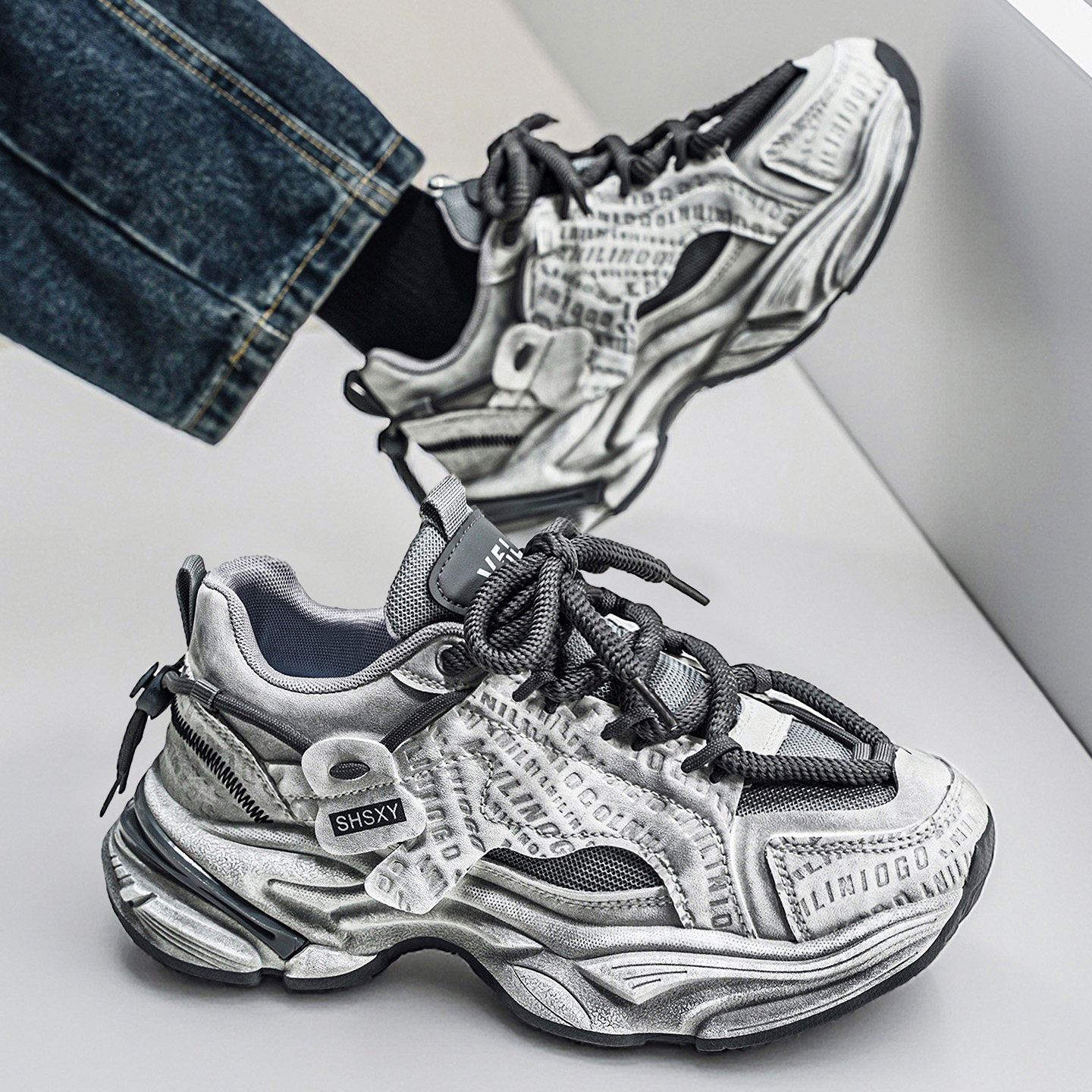 欧洲站男鞋冬季学生运动休闲高级感厚底增高跑步复古擦色老爹潮鞋,流行男鞋,时尚休闲鞋,淘宝优惠券,粉丝福利购,淘宝优惠卷