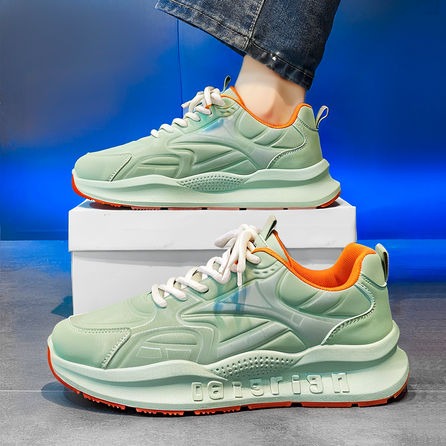 阿甘男鞋春季青少年运动防滑学生休闲增高轻奢爆款小众绿色老爹鞋,流行男鞋,时尚休闲鞋,淘宝优惠券,粉丝福利购,淘宝优惠卷