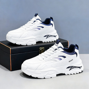 超火爆款男鞋春季2026新款运动学生休闲增高潮流白色百搭老爹潮鞋