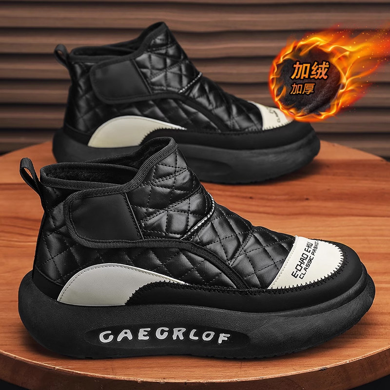 SNOW BOOTS MENS SHOES WINTER FLEECE THICKENED SPORTS WATERPROOF COLD-PROOF ONE-FOOTED HIGH-TOP COTTON BOOTS BREAD WARM COTTON SHOES