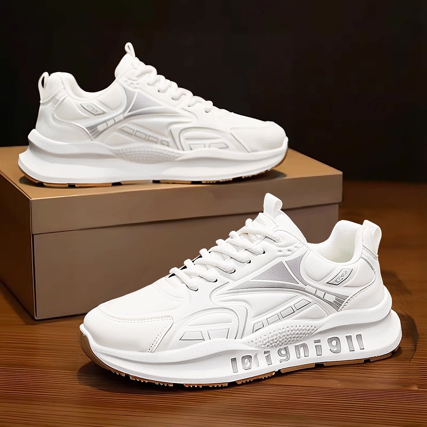 阿甘男鞋春季2026新款休闲运动软底舒适青少年超火白色旅游老爹鞋