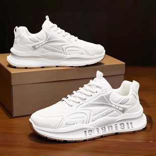 阿甘男鞋春季2026新款休闲运动软底舒适青少年超火白色旅游老爹鞋