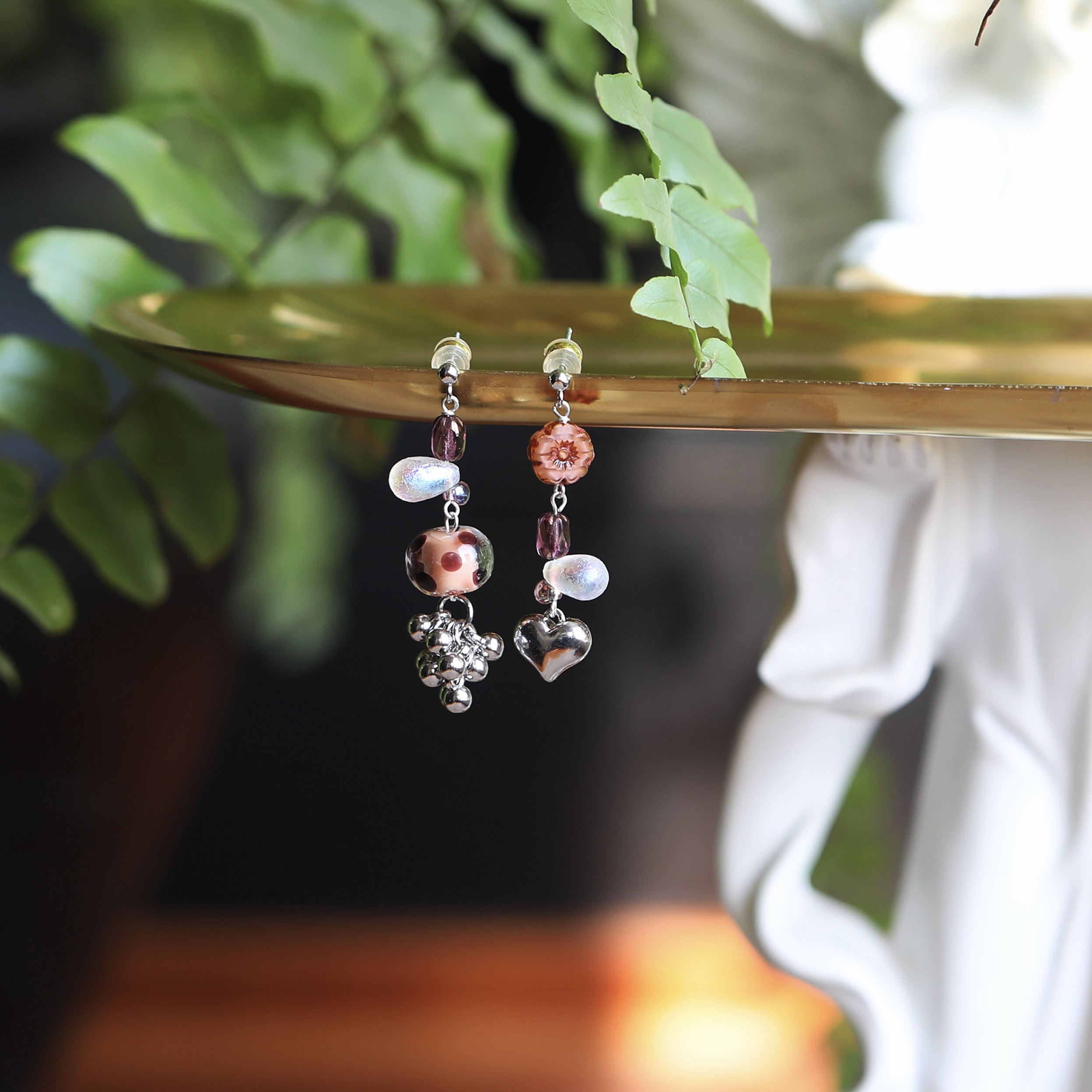 「雾林甜心」森系复古琉璃耳环甜酷爱心小众氛围感耳饰无耳洞耳夹,饰品/流行首饰/时尚饰品新,耳环,淘宝优惠券,粉丝福利购,淘宝优惠卷