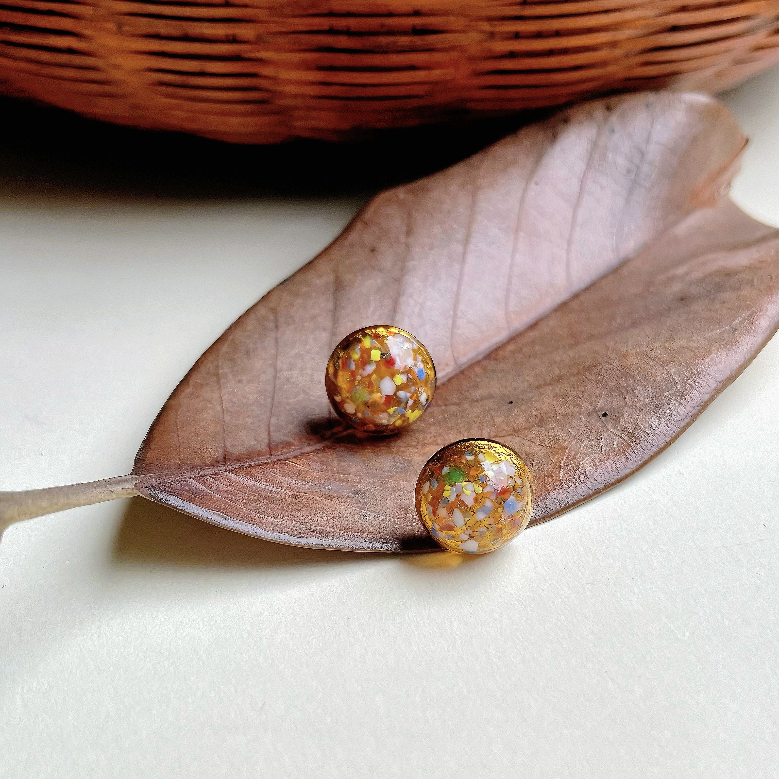 「金色碎梦」复古风金箔耳环法式高级感925银针耳钉梦幻精致耳夹