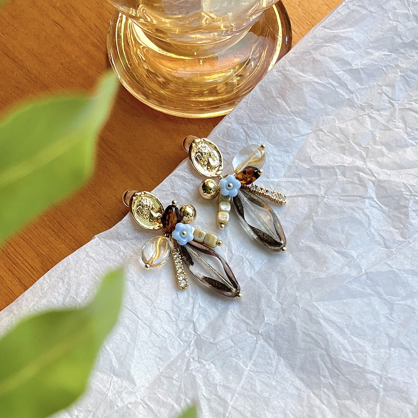 「巴黎旧梦」原创设计琉璃法式耳环高级感小众时尚耳钉不撞款耳饰