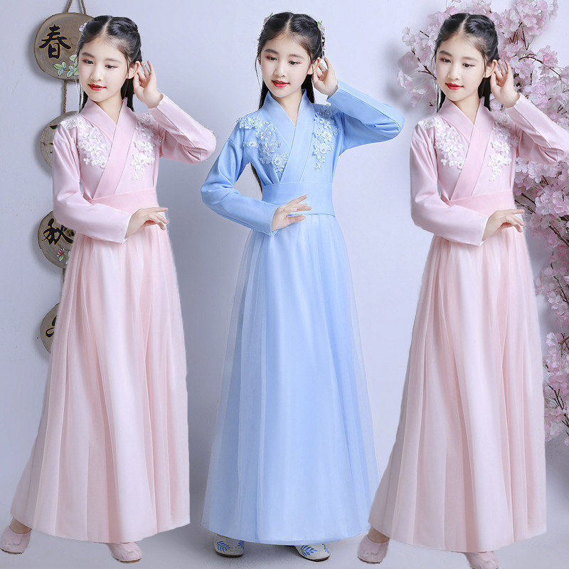 汉服女童春夏12-15网红女童汉服仙女公主古筝演出服扶摇抖音同款