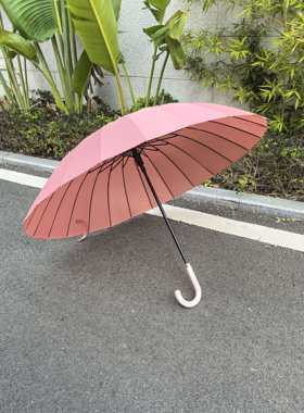 新款24骨双人晴雨伞 商务绅士伞直长柄女加固抗台风成人情侣雨伞