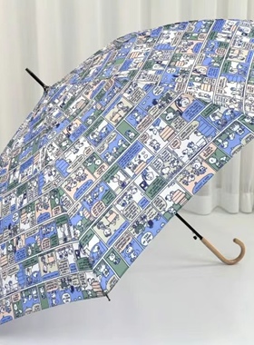 日单可爱蓝色漫画史努比藤柄轻量防风成人学生小清新长柄晴雨伞