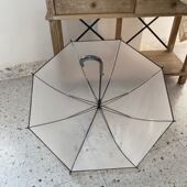 新款 成人伞网红街拍纤维防风学生长柄S女 纯白色磨砂半透明雨伞