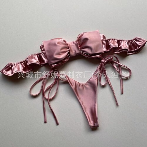 Sexy 2 Pieces Bandeau Bikini Women Swimsuit Thong Swimwear