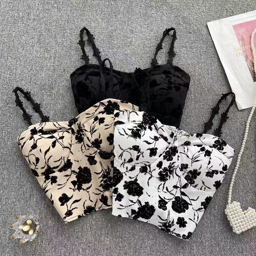 Women Camis Underwear Padded Cute Crop Tops Print Tank Tops