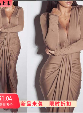 Euro sExy laDiEs Club DrEss V，nECk long slEEVEs DrEssEs