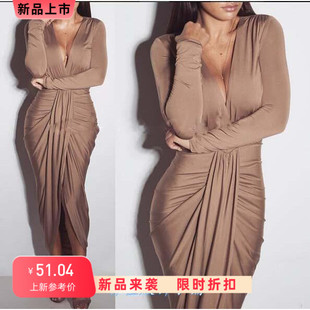Euro sExy laDiEs Club DrEss V，nECk long slEEVEs DrEssEs