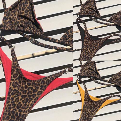 Women Leopard Brazilian Bikini Set Thong Swimsuit Two Pieces