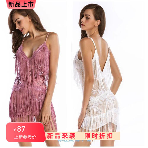 Sexy Lace Gown Short Singlet Dress Sequins Nightclub Dresses