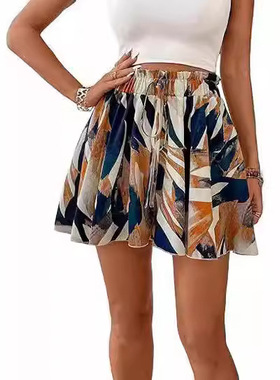 Flowy Shorts for Women Casual Cute Floral Skorts女宽松短裤