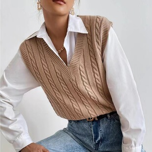 Collar knitted vest sweater vest sleeveless waistcoat women