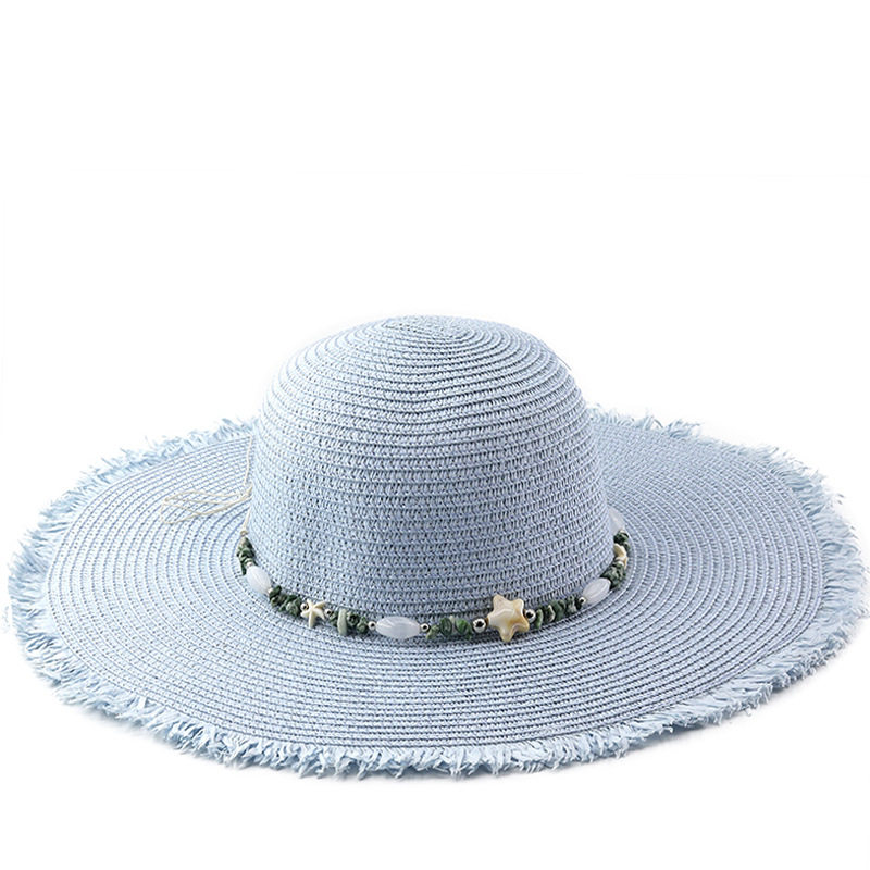 新款大檐草帽女适合海边拍照的帽子防晒遮阳时尚太阳帽草编沙滩帽