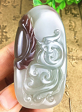 盐源南红紫绿玛瑙单龙戏珠挂件精品料原石手工设计精雕吊坠直销