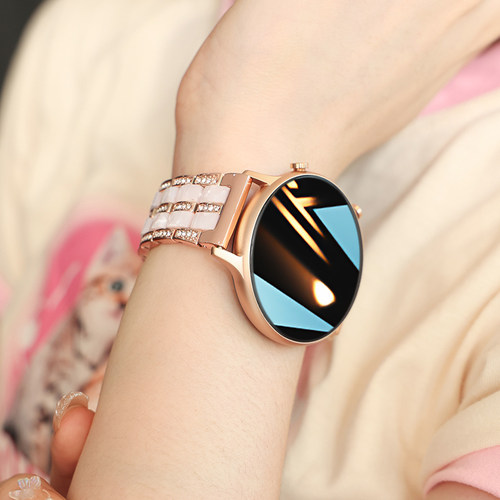 华为苹果手机适用2025新款女士智能手表镶钻满天星蓝牙运动款手环