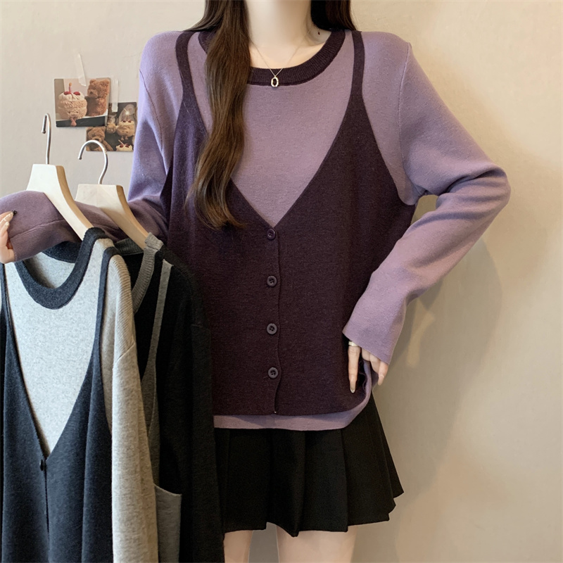 遮肚子长袖针织衫上衣女