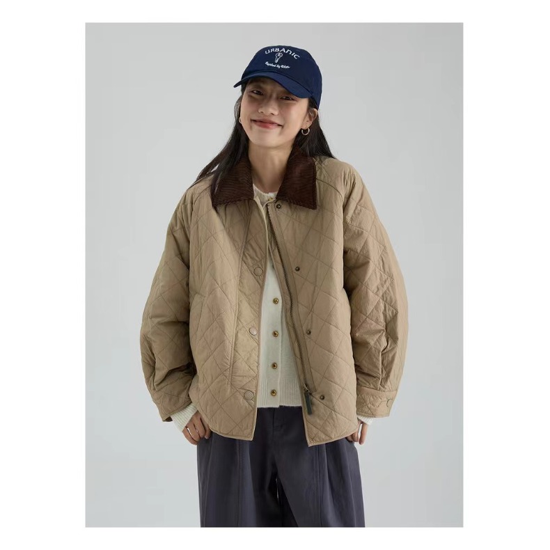 冬新款菱格棉衣翻领保暖外套棉服