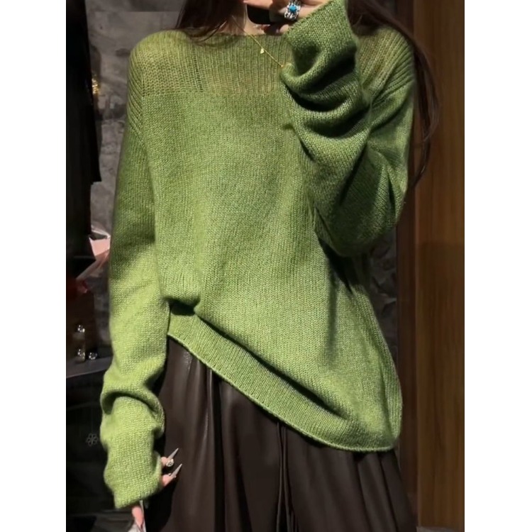 新款圆领镂空针织衫上衣百搭