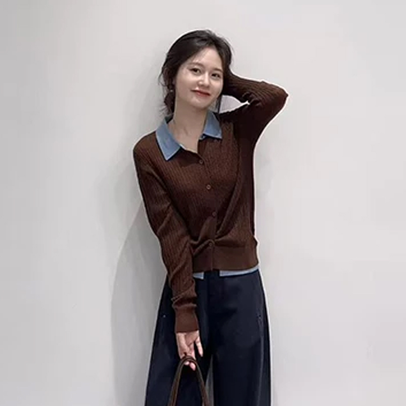 两件翻领针织衫女外套毛衣上衣