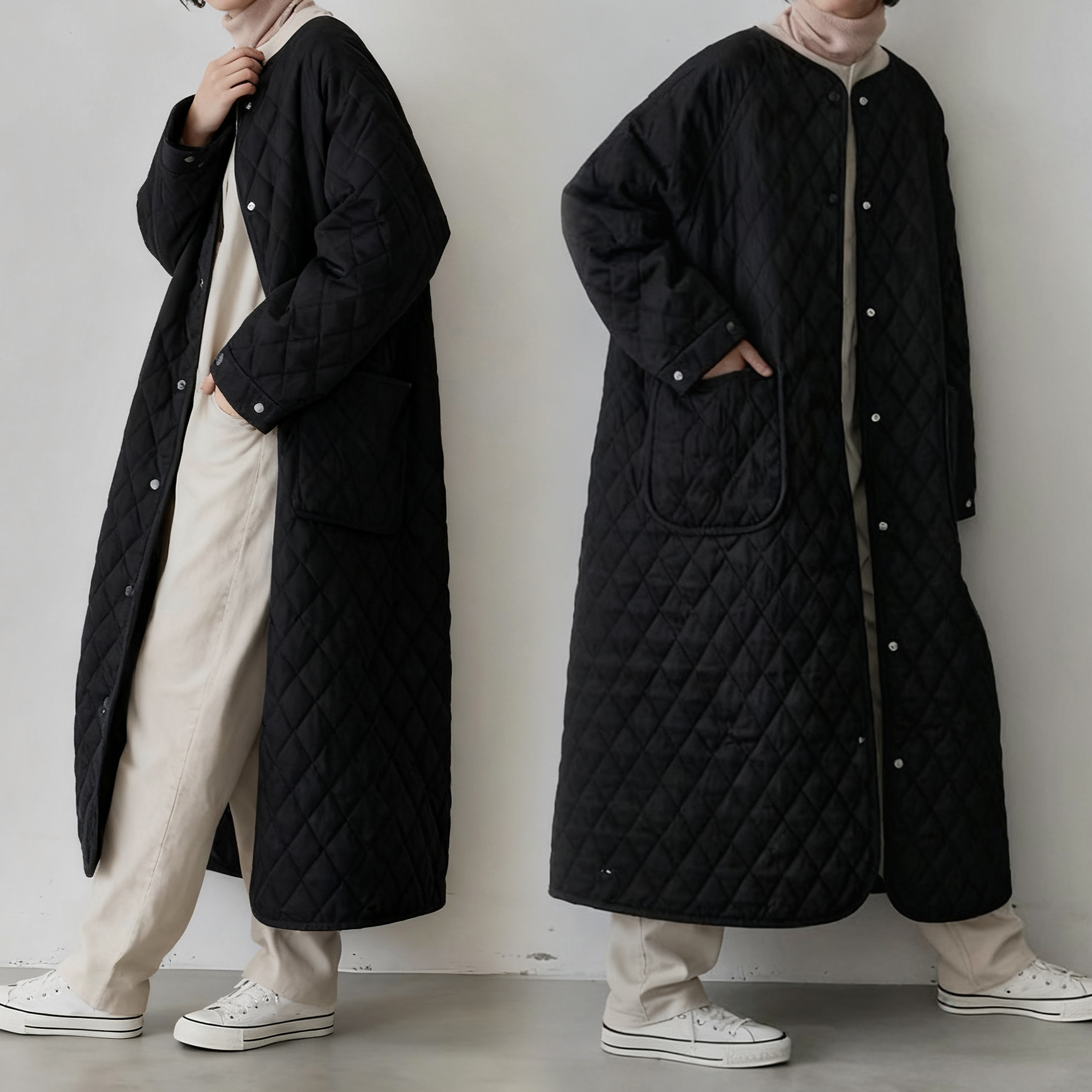 棉衣外套夹棉菱格棉服大衣上衣