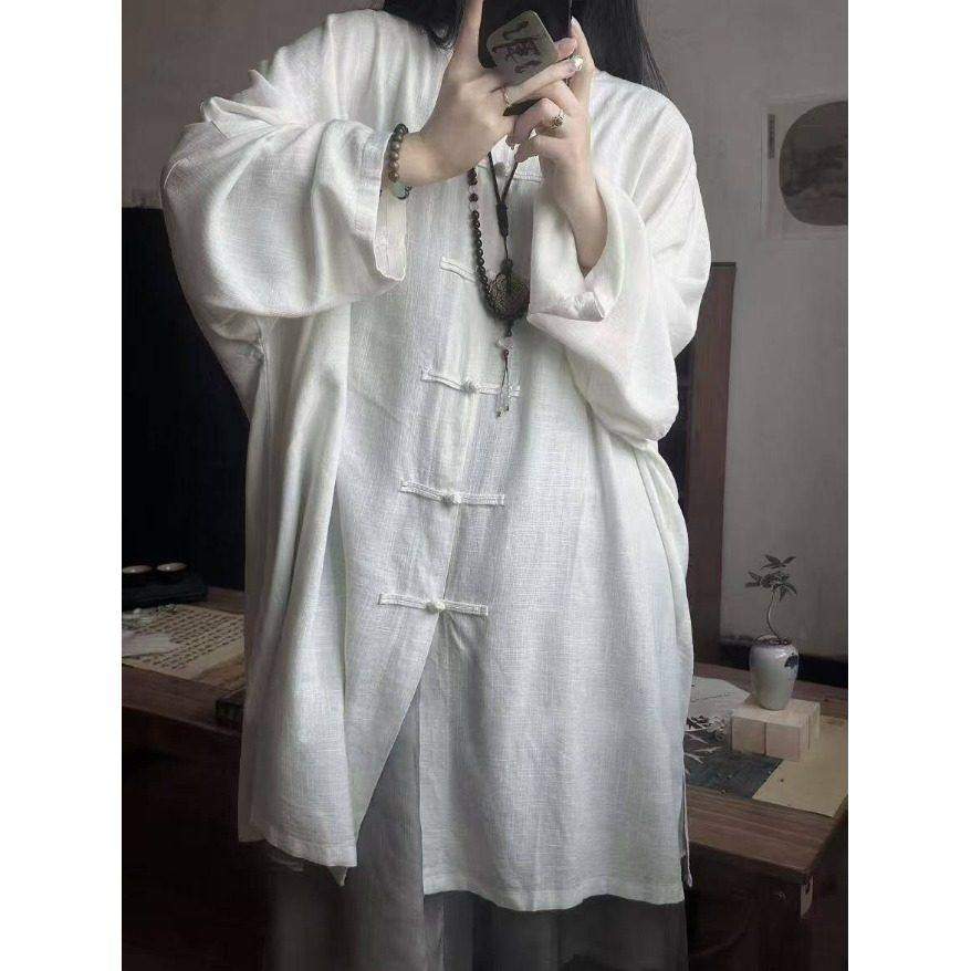 大码衬衫女胖mm洋气2026春秋宽松新中式盘扣上衣长袖棉麻外套衬衣,女装/女士精品,衬衫,淘宝优惠券,粉丝福利购,淘宝优惠卷