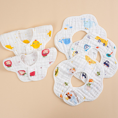 花瓣纱布8层围兜婴儿口水巾