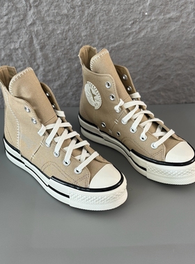 匡威新款1970s Plus解构厚底增高卡其色高帮女休闲帆布鞋A05269C