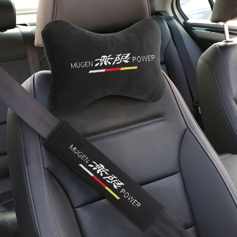 适用于无限MUGEN POWER 汽车头枕护颈枕一对安全带护肩套车内用品 - 实物图