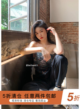 印花抹胸女2022新款设计感小众无肩带裹胸外穿性感小背心无袖上衣