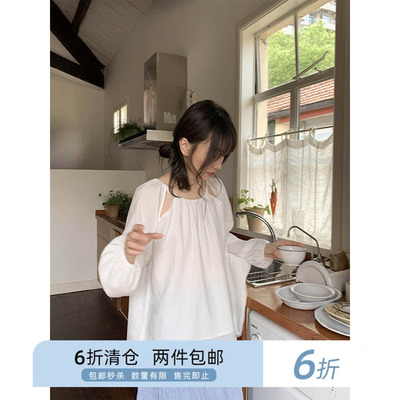 你好卡农宽松长袖薄款衬衣