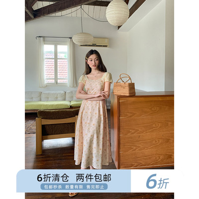 连衣裙蕾丝泡泡袖你好卡农