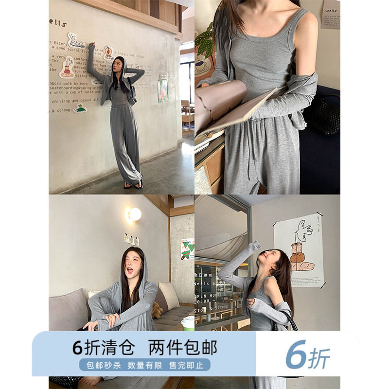 你好卡农 短款修身卫衣休闲裤两件套女春显瘦短外套阔腿裤两件套,女装/女士精品,时尚套装,淘宝优惠券,粉丝福利购,淘宝优惠卷