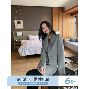 修身 西装 你好卡农 短款 连衣裙两件套 花边背心裙套装 女短西服修身