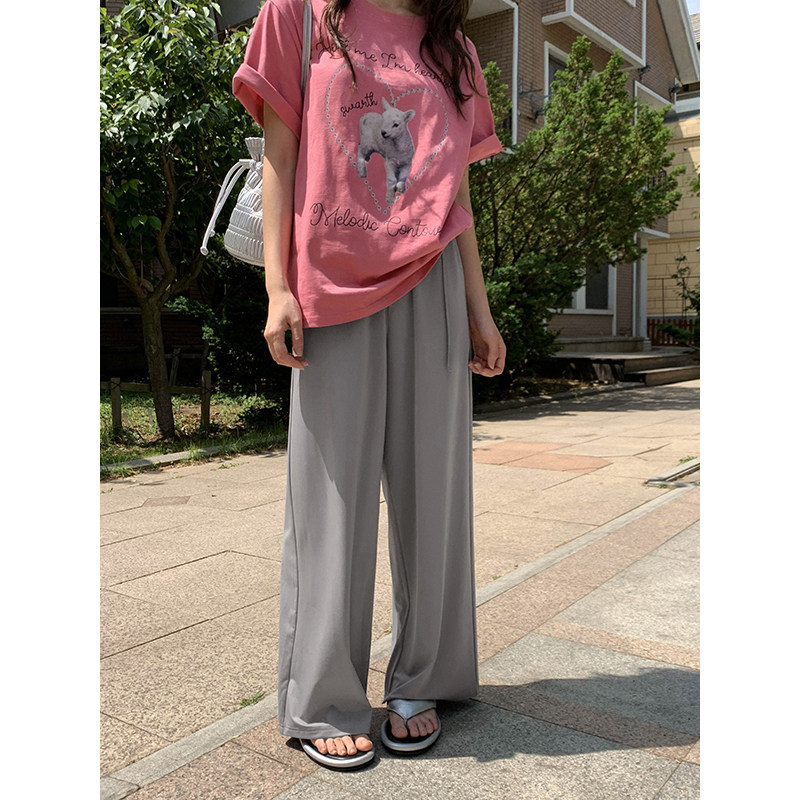 高腰休闲你好卡农简约休闲裤