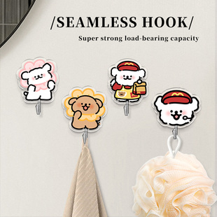 可爱线条小狗毛巾挂钩免打孔强力承重厨房卫生间宿舍门后无痕粘钩