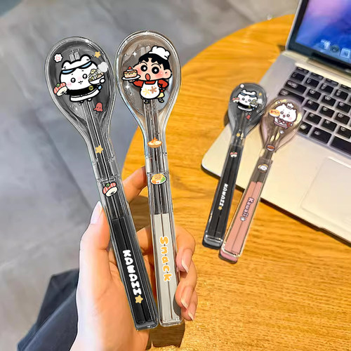 不锈钢便携餐具儿童小学生上班族可爱勺叉筷外带便携随身带收纳盒