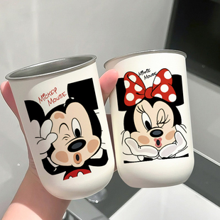 卡通可爱不锈钢刷牙杯子情侣款 牙具杯 高颜值洗漱杯牙缸漱口杯新款