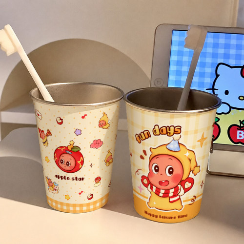 高颜值洗漱杯304不锈钢牙缸情侣漱口杯学生宿舍刷牙杯创意漱口杯
